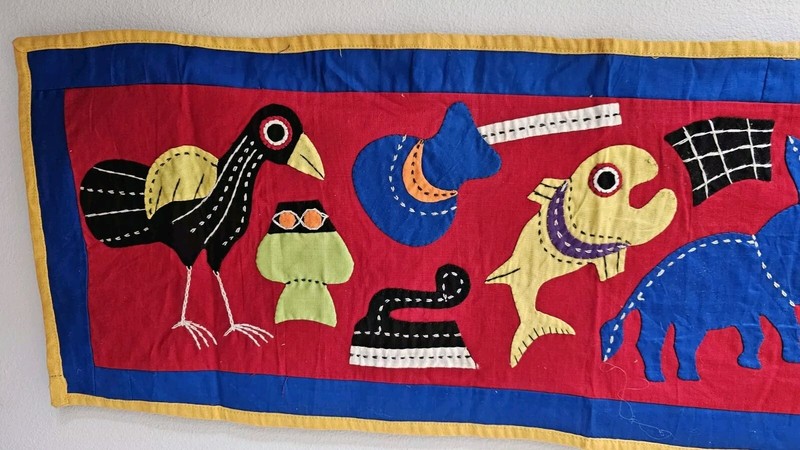 Vtg Abomey Benin Applique Banner Wall hanging African Textile Tapestry gallery