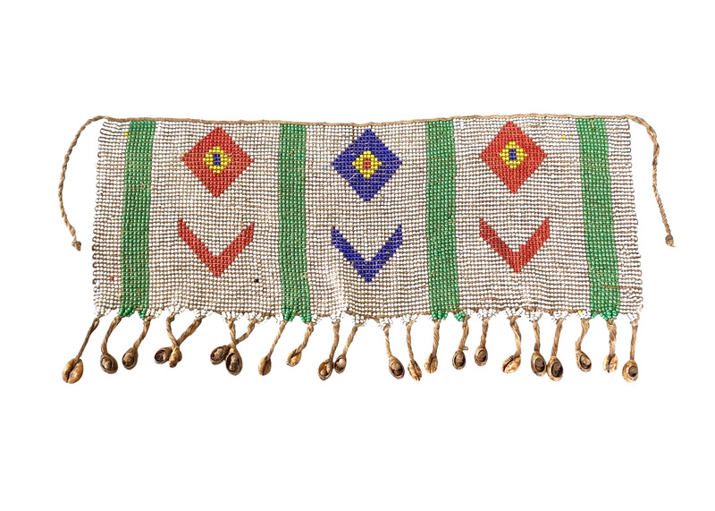 #6852 Vintage Ceremonial Skirt Kirdi Beaded Cache Sex Pikuran Cameroon 18″