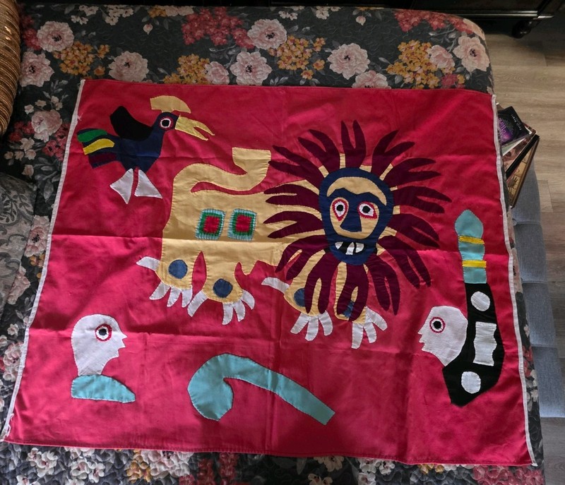 Vintage West Africa FON Appliqué Lion King Patchwork Hand Sewn Textile Tapestry gallery