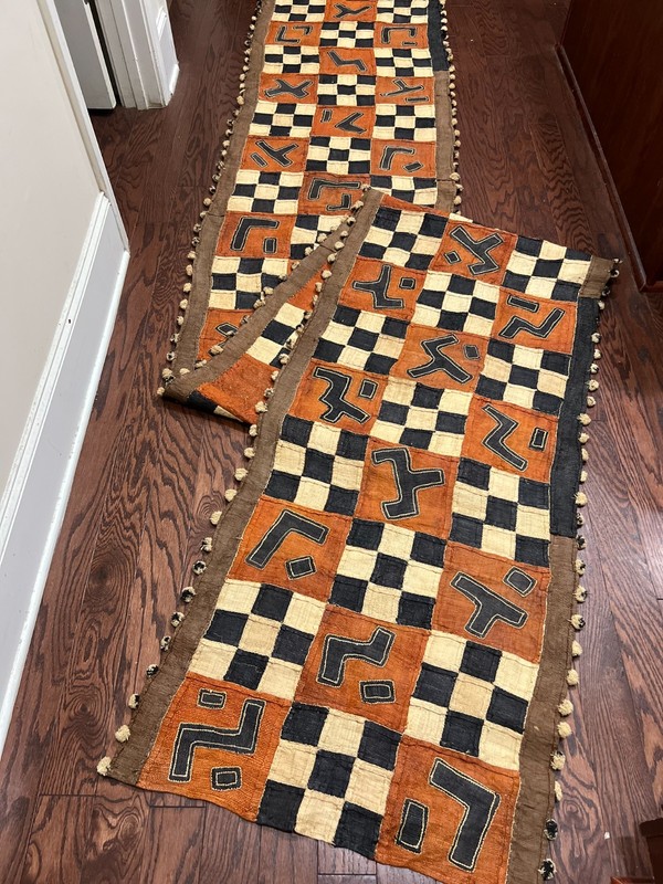 genuine 13 feet African (Congo) Kuba Raffia cloth fabric, natural woven handmade gallery