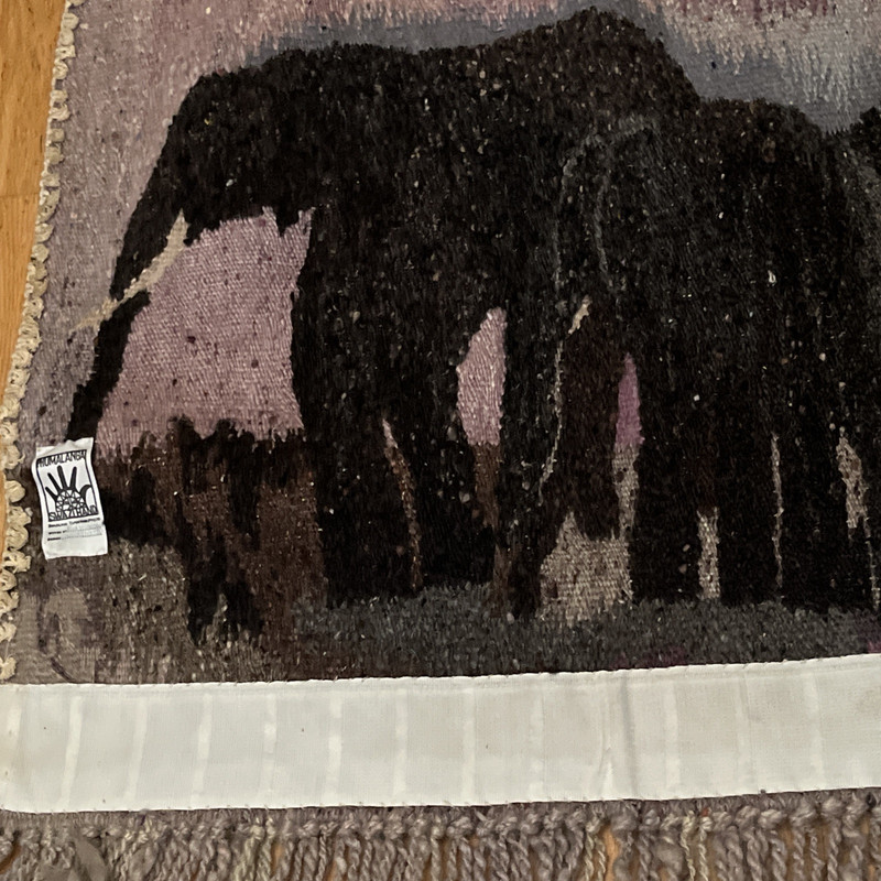Phumalanga Swazihand Mohair Tapestry African Folk Art Elephants Artist Signed gallery
