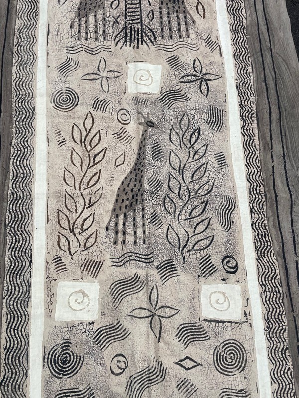 Vintage Artisan African Batik Fabric Hand Painted Wall Art Runner 68x25" Giraffe gallery