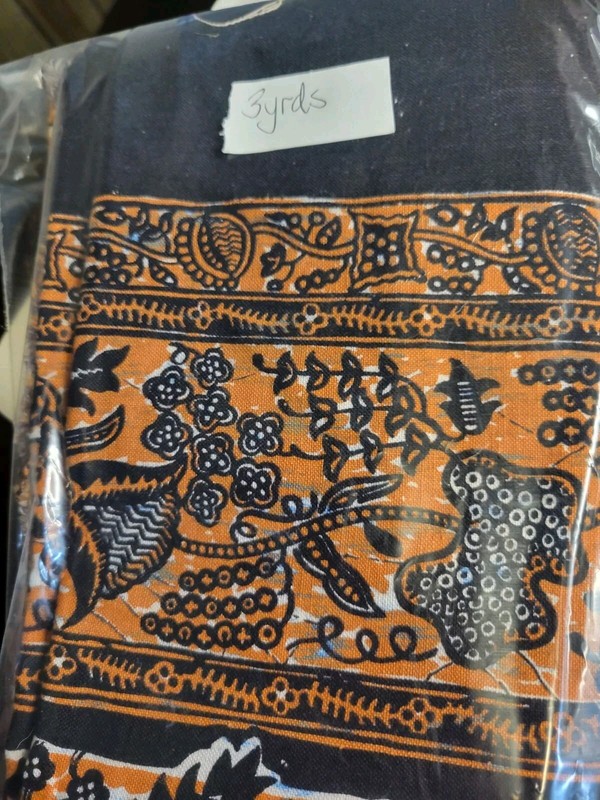 Vibrant Vintage African Printed Cotton Fabric Cloth 3 Yards By 41 Inches BATIk gallery