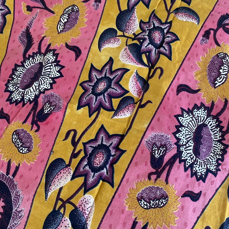 African Batik Veritable Wax Indigo Cotton Panel Navy Blue Pink Yellow 45 X 58 gallery