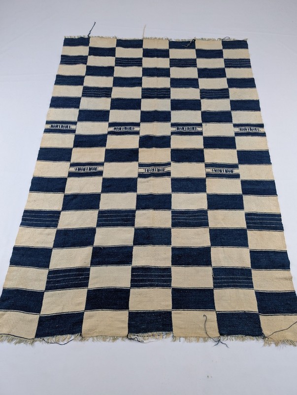 Vintage Traditional African Handwoven Checkerboard Textile 75x51in gallery