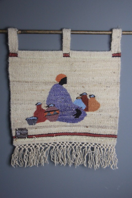 VTG Genuine Setsoto Hand Woven South African Wool Tapestry Kingdom of Lesotho