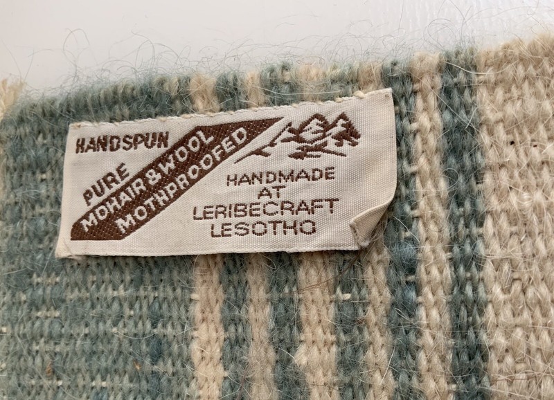 vintage Lesotho mohair / Wool hand Spun woven tapestry With Fringe 17x12 +1.5in gallery