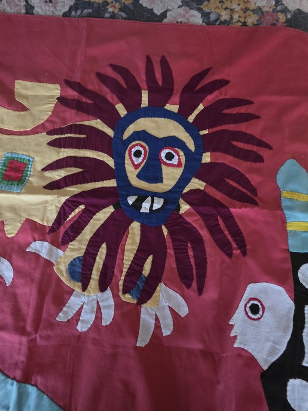 Vintage West Africa FON Appliqué Lion King Patchwork Hand Sewn Textile Tapestry gallery