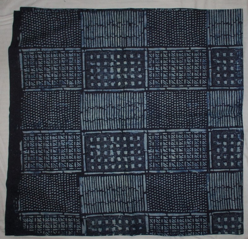 VTG Mud Cloth Bogolanfini Fabric from Mali Africa -Indigo Cotton- 66 X 64"