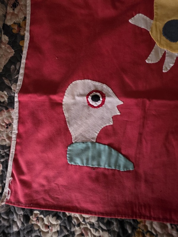 Vintage West Africa FON Appliqué Lion King Patchwork Hand Sewn Textile Tapestry gallery