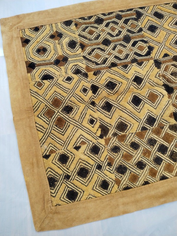 Vintage African Kuba Raffia Cloth Handwoven Textile Geometric Tribal Art Congo gallery