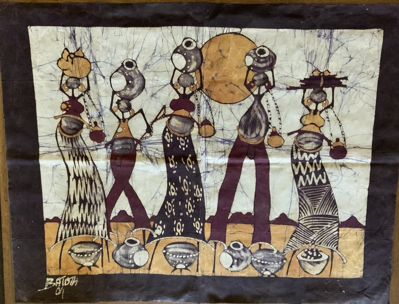 African Batik Fabric Wall Art Hand Dyed And Signed 27”x35”