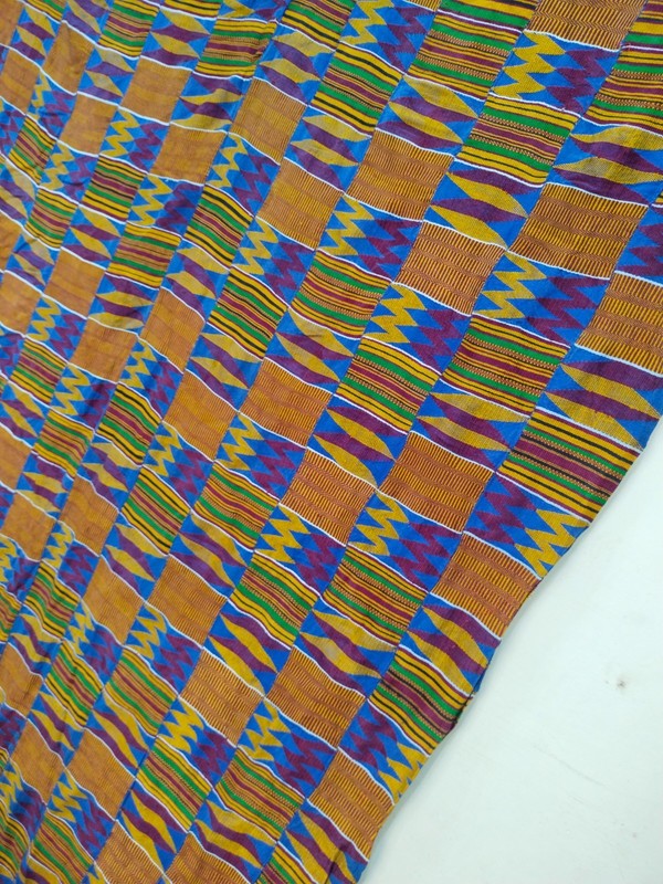 Antique African Kente Cloth – Ashanti Ghana Royal Weave Textile itemA30 gallery