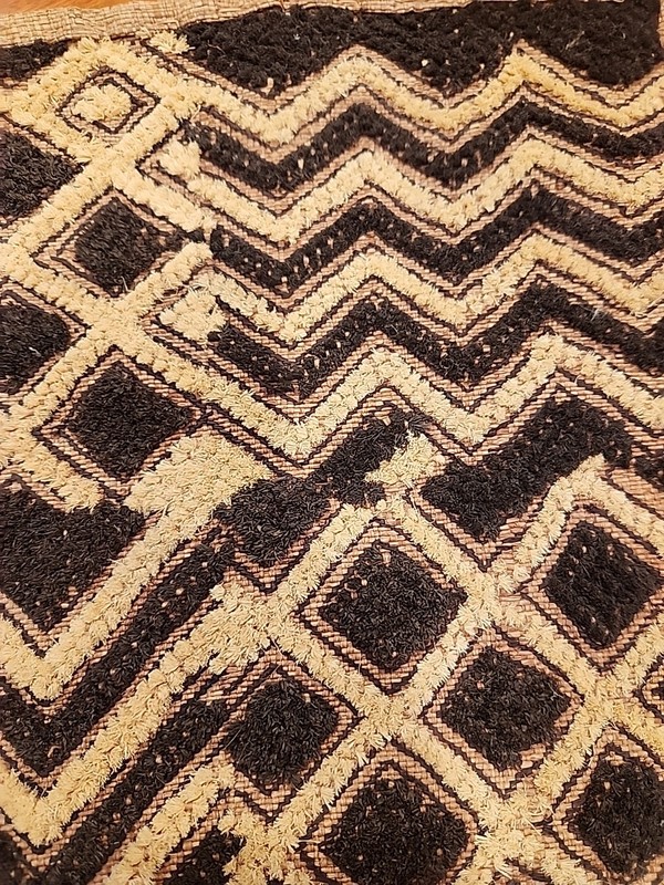 African Kuba Cloth Panel Vintage Hand Tied 20" x 17.5" gallery