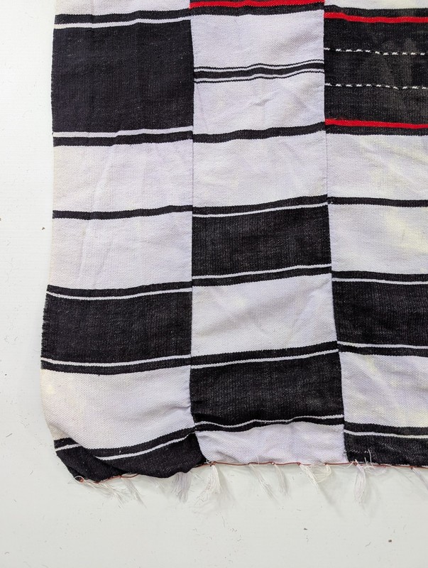 Vintage African Handwoven Burkina Faso Checkerboard Textile 86x59in gallery