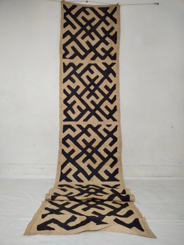 Vintage Kuba long Raffia Textile Traditional African Tribal woven Congo it1221 gallery