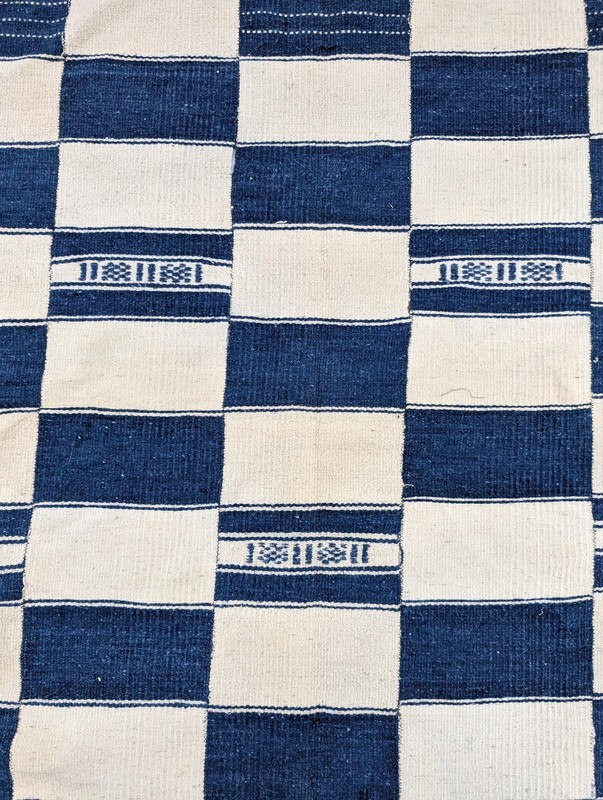 Vintage Traditional African Handwoven Checkerboard Textile 75x51in gallery