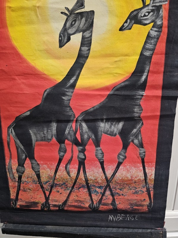 Vintage Batik African Zambia Textile Hand Painted Wall Art gallery