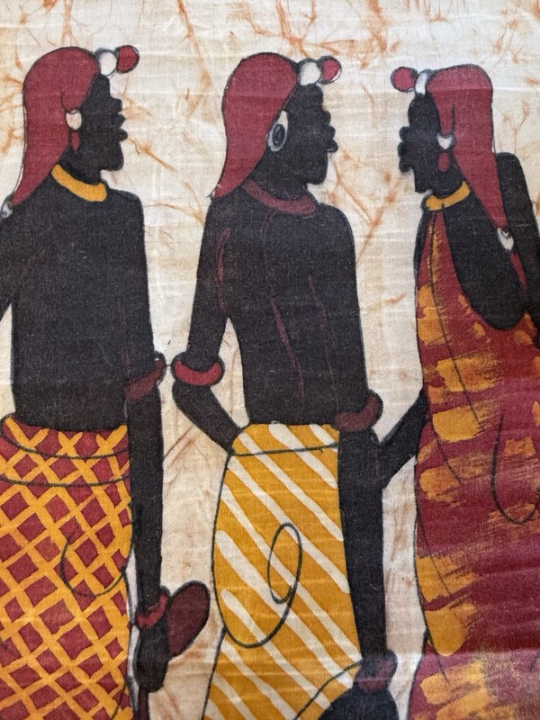 VTG African Art Hand Painted Batik Wall Hanging gallery