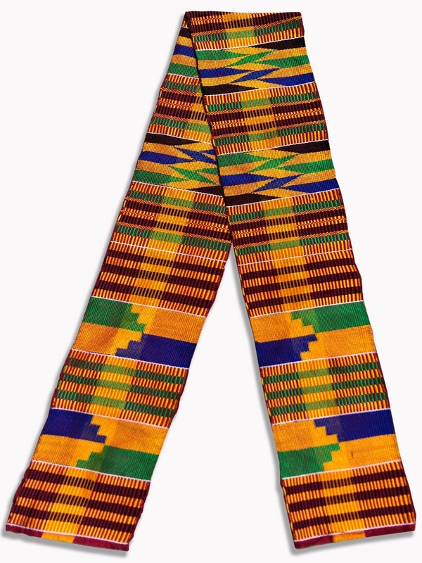 African Handwoven Kente Scarf Ghana Sash Asante Stole African Art Textile Cloth