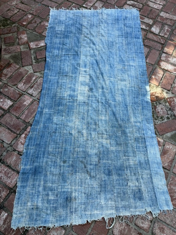 Vintage African Faded Indigo Denim Mossi Mudcloth Textile 90” L x 43” W | No. 87 gallery