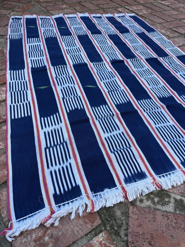 Vintage African Indigo Baule Mudcloth 55” L x 40” W Textile | No. 118