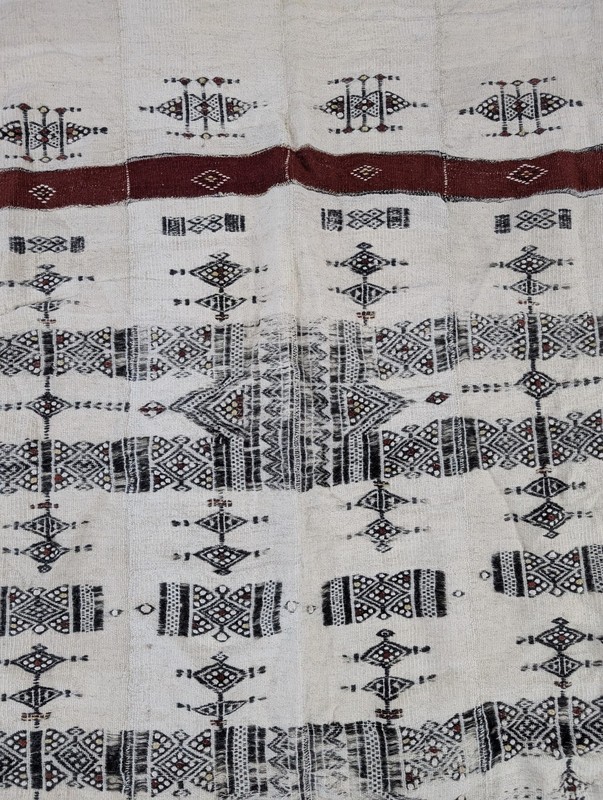 Vintage Traditional African Handwoven Mali Fulani Wedding Blanket 88x51in gallery