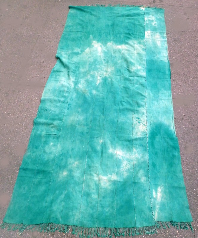 AFRICAN TRADITIONAL COTTON STRIP WOVEN TEXTILE GREEN CAPE WRAP SKIRT CLOTHING gallery