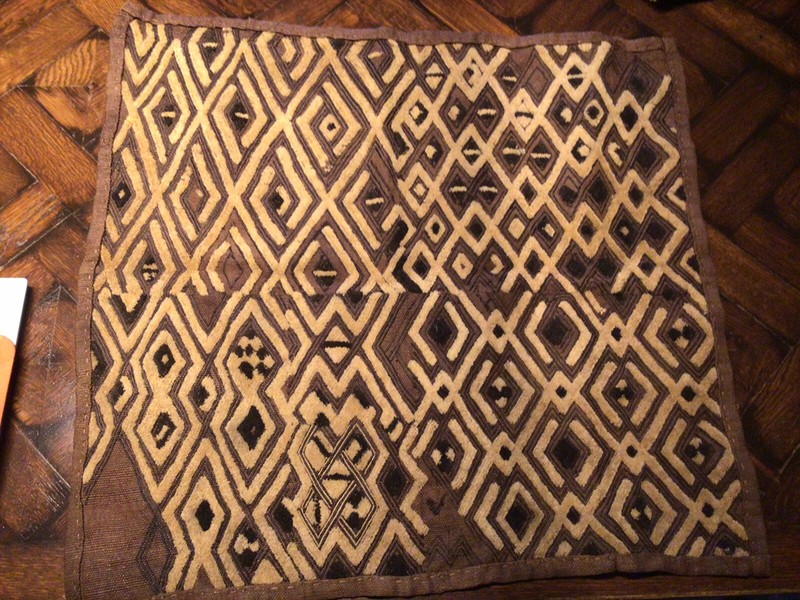 Antique African Congo KUBA Cloth PANEL “Geometric Raffia Textile” Tribal Art