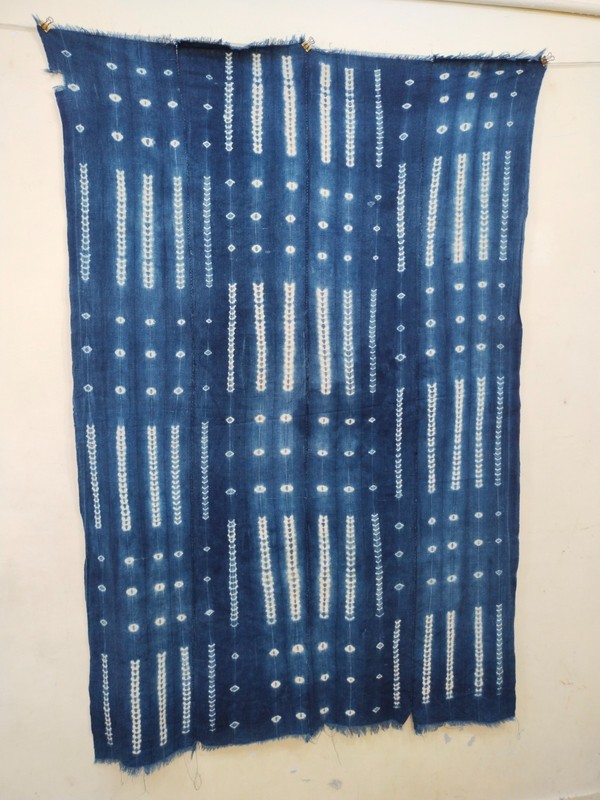 Vintage Mali Indigo Mud cloth –Hand-Dyed African Textile Fabric Blanket A32 gallery