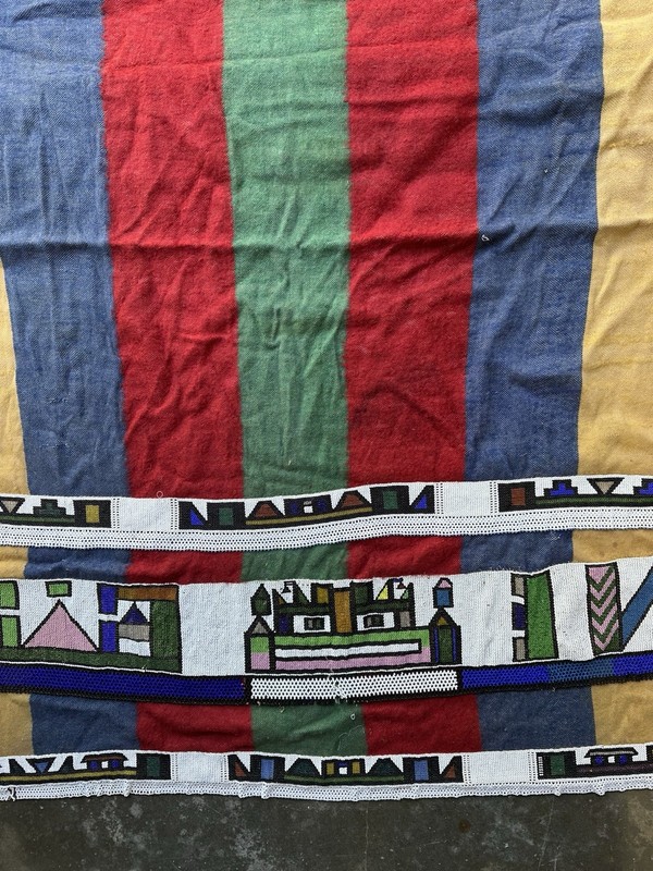 Antique African Ndebele Hand Beaded Traditional Blanket South Africa Hand Woven gallery