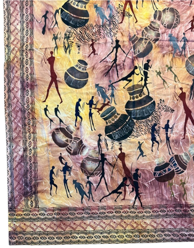 African Batik Wall Hanging Zimbabwe Hand Printed Tapestry Art Textile 76 x 55 gallery