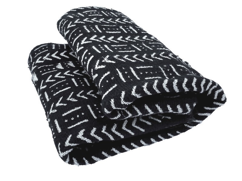 #3851/3803African Black and White Mud Cloth Textile / Blanket Mali 62" by 43 gallery