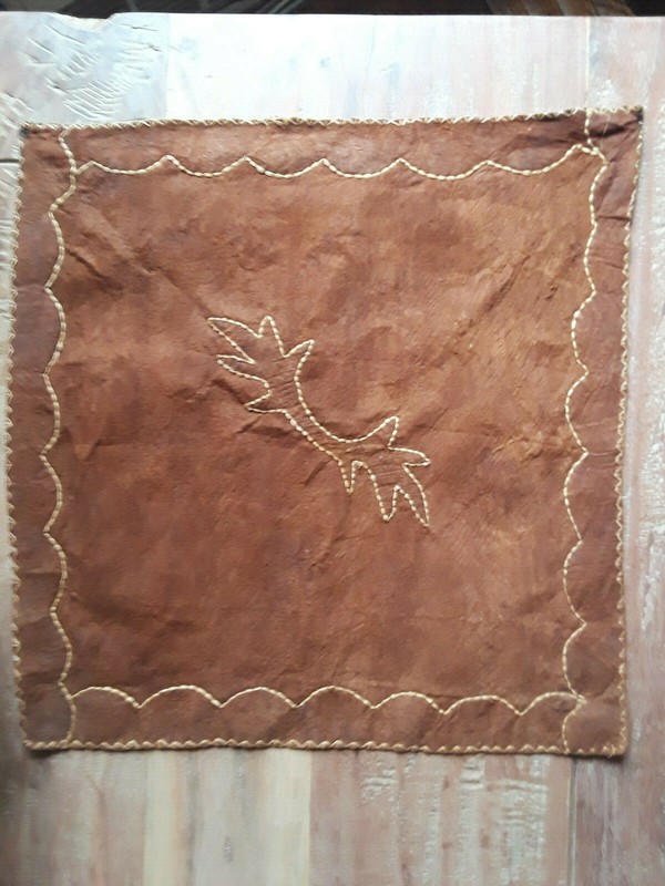 Set of 4 African bark cloth wall hangings/placemats, woven design gallery