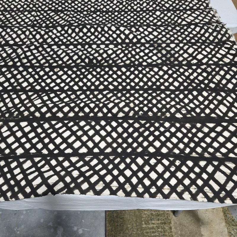 African Textile Art Mud Cloth | Geometric Grid Pattern | 69 x 49 inches gallery