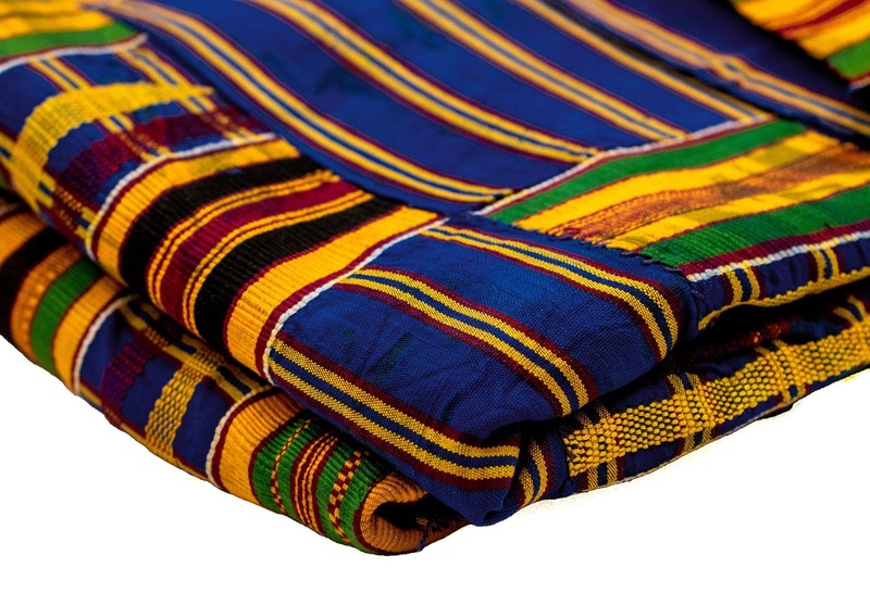 African Ashanti Kente Cloth #14891 Ghana Multicolor Cotton Handmade