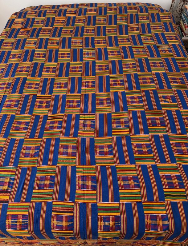 Vintage African (Ghana) Kente Cloth; Large 128″ x 80″