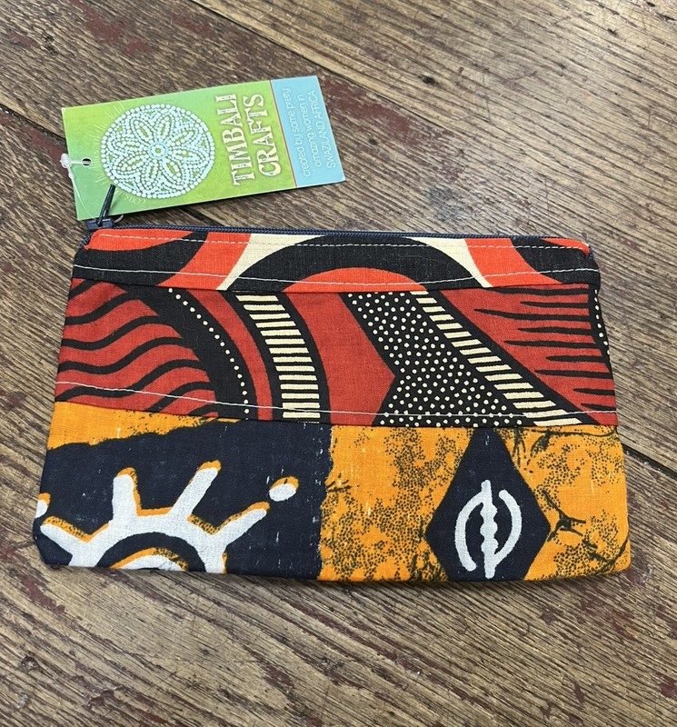 NWT Timbali Crafts Hand Crafted Swaziland Africa Tribal Print Zippered Pouch
