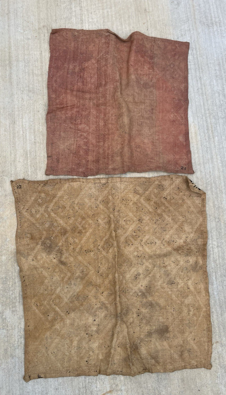 2 African Kuba Cloth Textile 18" x 18"/ 21"x 21" Handmade Woven Raffia set of 2 gallery