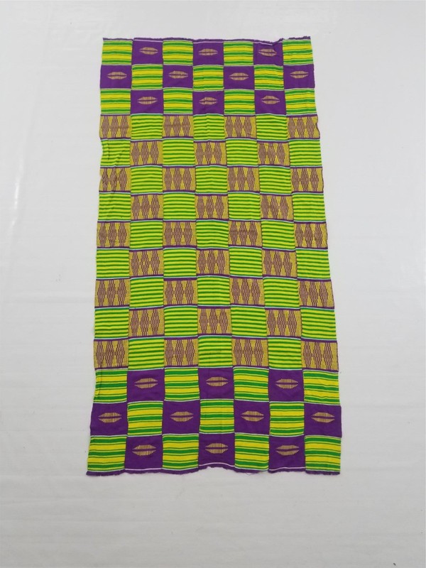 Vintage Traditional Handwoven African Kente Textile Panel 63x33 inches gallery