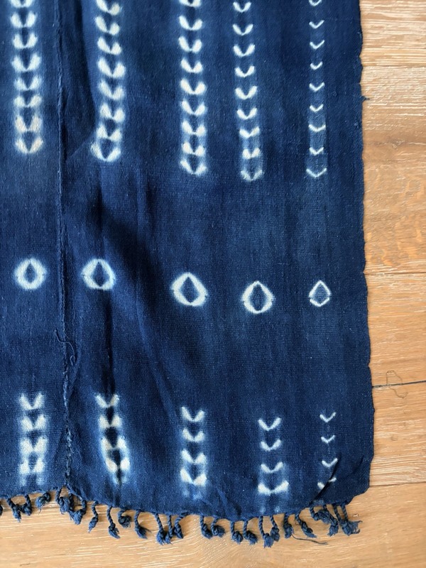 Vintage African Indigo Denim Shibori Mudcloth Fabric 58” L x 42" W Textile 1148 gallery
