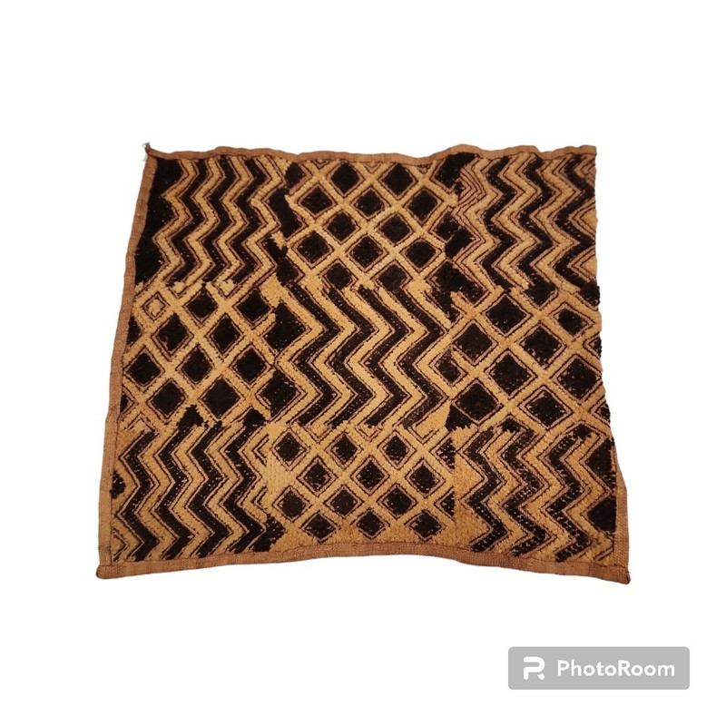 African Kuba Cloth Panel Vintage Hand Tied 20″ x 17.5″