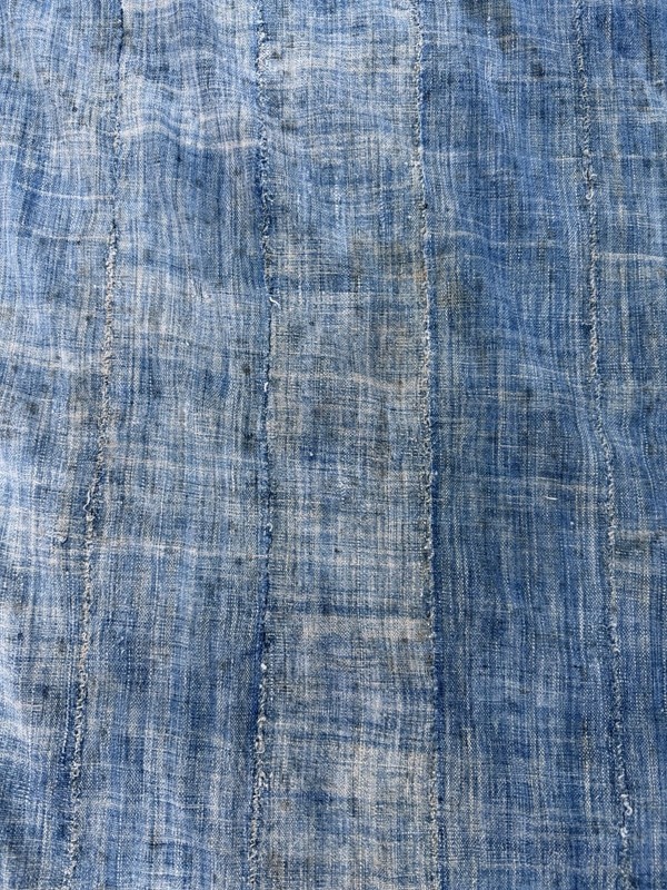 Vintage African Faded Indigo Denim Mossi Mudcloth Textile 90” L x 43” W | No. 87 gallery