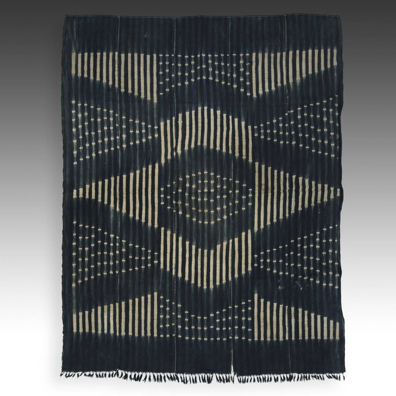 WOMAN'S WRAP SKIRT MOSSI INDIGO HAND DYE COTTON BURKINA FASO W. AFRICA 20TH C