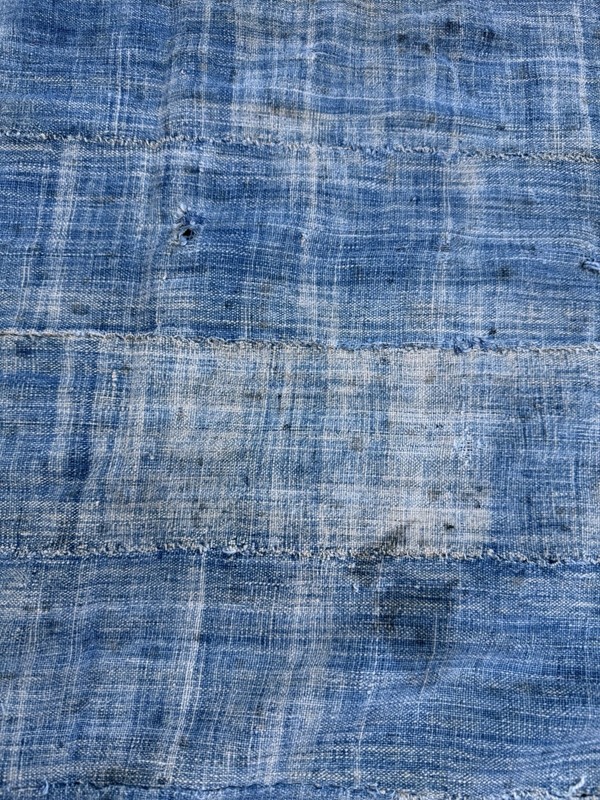 Vintage African Faded Indigo Denim Mossi Mudcloth Textile 90” L x 43” W | No. 87 gallery