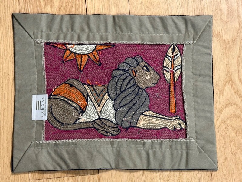 Lion Kaross South African Art Embroidered Placemat Tapestry NEW runner gallery