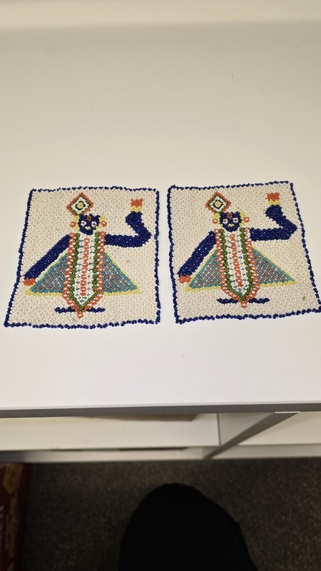 Vtg African Glass Seed Beaded Handmade Coasters Multi Color 4″ x 4.5″