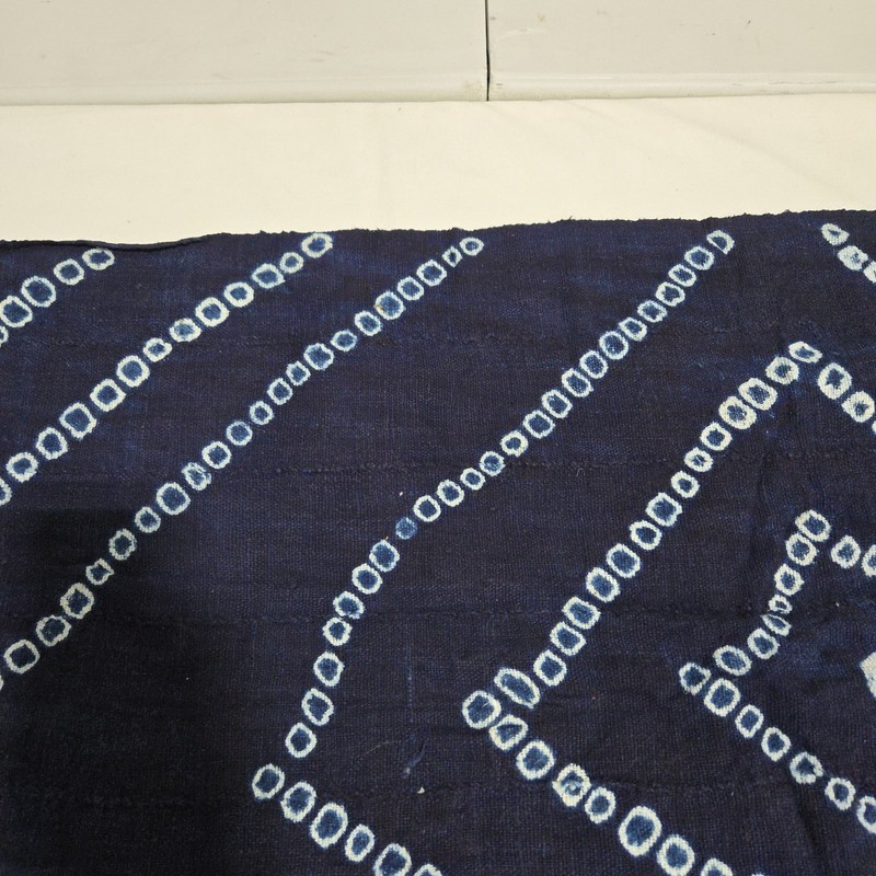 African Textile Art Cloth | Blue Geometric Pattern | 54 x 23 inches gallery