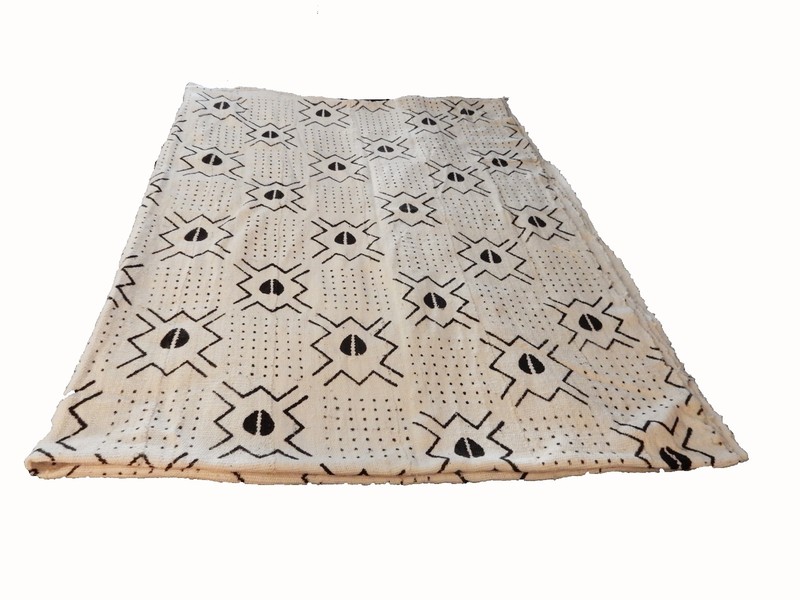African Large Black & White Mud Cloth Textile Mali 84″ by 60″ # 22