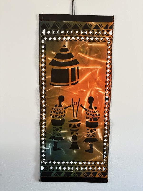African Batik Art Cloth Unframed, 12x36 Inches From Zimbabwe